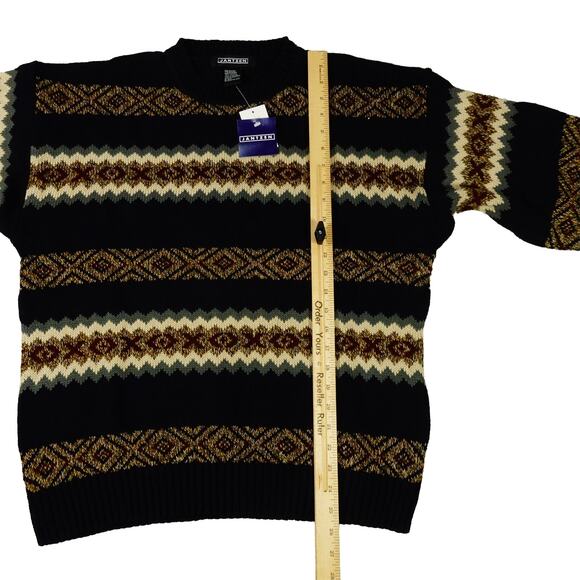Jantzen Vintage Knit Cotton Sweater Geometric Striped Textured Y2K 90's New NWT - Picture 5 of 6